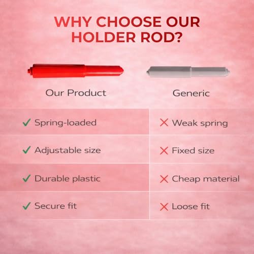 Red Toilet Paper Holder Spring Rod | Toilet Paper Roller Replacement | Standard & 7 Inch Size Toilet Paper Holder Replacement Rod | Roll Extender fits Extra Large Bathroom Tissue Rolls - color: Red