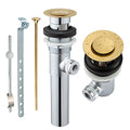 Artiwell Sink Pop-Up Drain Stopper Assembly with Lift Rod and Overflow, Solid Brass Lavatory Pop Up Drain Assembly for Bathroom Vanity Sink, All Brass Construction (Polished Brass) - color: Polished Brass