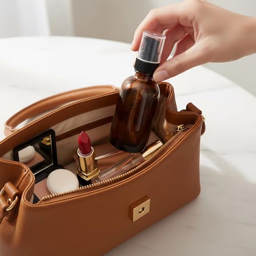 12Pack 4oz Amber Glass Pump Bottles with Black Pump | 120ml, Empty Refillable, Travel Small Container, For Lotion Cream Essential Oil Shampoo - size: 4oz amber