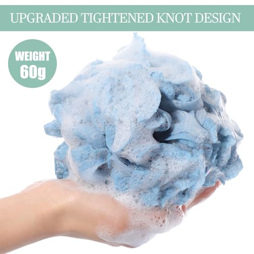 Sunnyray 4 Pack Loofah Bath Sponge Lace Mesh Set Large 60g Shower Poufs Body Scrubber Bath Loofah Ball Body Wash Sponge Exfoliating Scrubber Luffa Puff for Women Men Cleanse Skin Accessories (Classic) - color: Classic