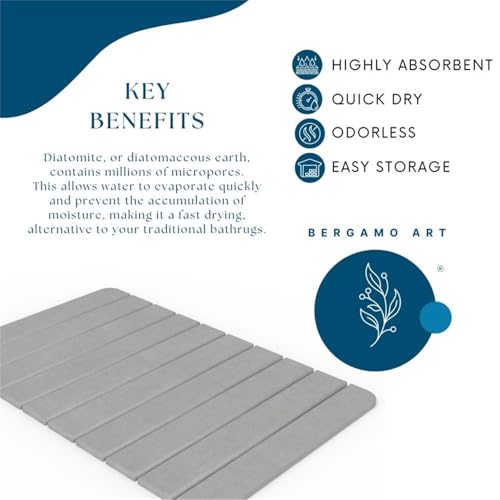 Bergamo Art Modern 58x21 Diatomite Stone Extra Large Bath Mat in Gray - color: Grey