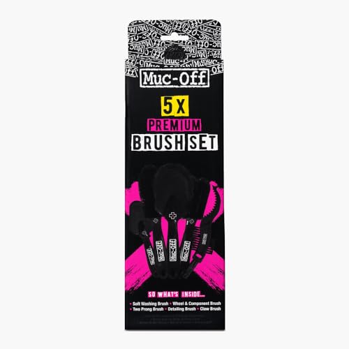 Muc-Off 206 5 Piece Premium Brush Kit - Includes 5 Bike Cleaning Brushes With Durable Nylon Bristles And Ergonomic Rubberised Handles To Minimise Impact - size: 5 Piece