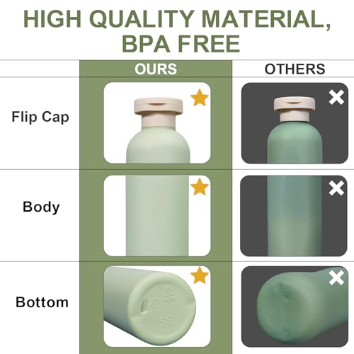 ASEVAT 10oz 4Pcs Green Plastic Refillable Travel Shampoo and Conditioner Bottles Plastic Refillable Travel Shampoo Bottles with Flip Cap Shampoo and Conditioner Dispenser - color: Green, size: 10oz