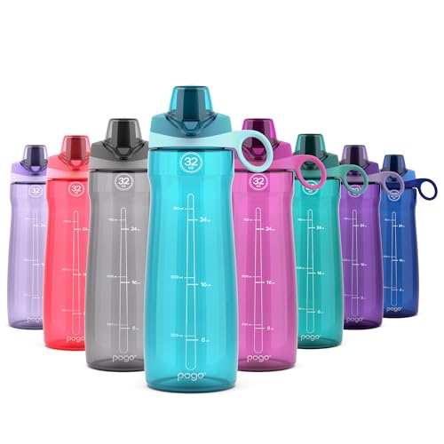 Pogo BPA-Free Plastic Water Bottle with Chug Lid, Blue Atoll, 32 oz. - color: Blue Atoll, size: 32 Ounces