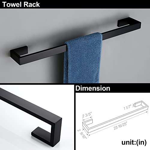 BAGNOLUX Matte Black Bathroom Hardware Set 4 Pieces, Bath Towel Holder Set SUS304 Stainless Steel, Towel Bar Rack Set for Wall Mounted, Square Bathroom Accessories Set Fixture Heavy Duty - color: Matte Black-b