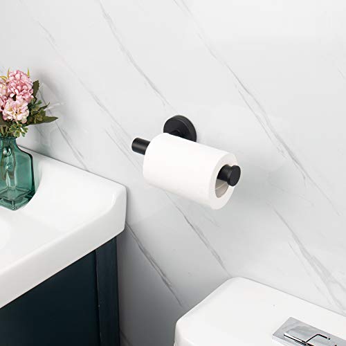 NearMoon Bathroom Toilet Paper Holder, Premium SUS304 Stainless Steel Rustproof Wall Mounted Toilet Roll Holder for Bathroom, Kitchen (1 Pack, Matte Black) - color: Matte Black