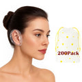 200 Pack Disposable Waterproof Ear Covers for Shower & Hair Dye – Clear Plastic Ear Caps with Soft Elastic, One Size for Adults, with Drawstring Storage Pouch for Neat, Travel-Ready Carry