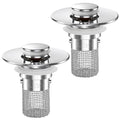 Bathroom Sink Drain Strainer,(2PCS) Pop-up Sink Drain Strainer with Removable Stainless Steel Strainer Basket Hair Catcher, Bathroom Sink Strainer for Bathroom Sink Stopper Replacement - color: Sliver-2