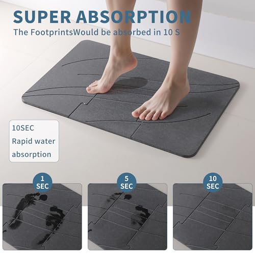 Stone Bath Mats for Bathroom - Foldable Quick Drying Bath Mat(Dark Gray A) | Diatomaceous Earth Bath Mat,, Super Absorbent Stone Shower Mat,Easy to Clean No Smell, Fast Drying for Bathroom and Kitchen - color: Dark Gray a, size: 1'3" x 1'11" (Rectangular)