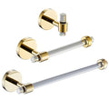 Gold Bathroom Hardware Accessories Set - Acrylic Hand Towel Holder Toilet Paper Holder Towel Hook - Wall Mounted Bath Towel Bar Set 3 Pieces SHUNLI - size: 3-Piece