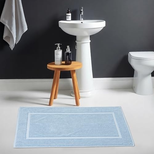 HILLFAIR-900 GSM-100% Ringspun Cotton Floor Towels mat- Hotel-Spa Tub-Shower Bathroom Floor mat Towels- 21 x 34 Inch- Terry Cotton Bath Mat, Machine Washable, Absorbent-2 Peice Towel Set- Ocean Blue - color: Ocean Blue, size: 2 Piece Towel Set