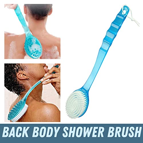 Bath Body Brush Long Handle Back Shower Brush Exfoliating Back, Body, and Feet Scrubber Soft Nylon Bristles (Blue)