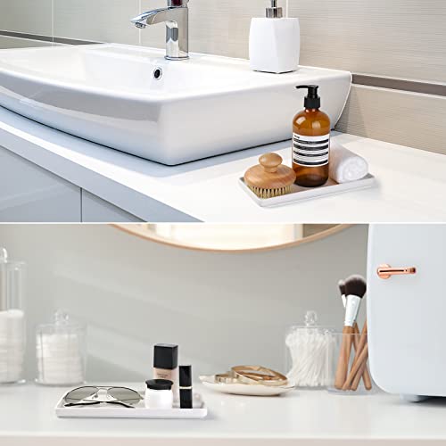 Gurygo 10" Ceramic Vanity Tray for Bathroom Counter - Large Rectangle Kitchen Soap Tray - Ceramic Trays for Kitchen Counter, White - color: White, size: 9.8" x 4.7" x 0.7"