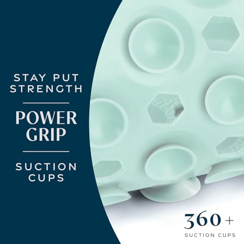 SlipX Solutions Power Grip Bathtub Safety Mat | Precision Grip Technology for Longer, Stronger, & Softer Wet Surface Protection | Solid Seafoam 39"x16" - color: Solid Seafoam