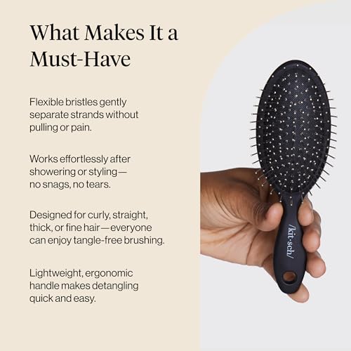 Kitsch Wet/Dry Hair Brush Detangler – Flexi Hair Brush for Women, Men & Kids | Detangling Brush for Curly Hair, Bounce Curl Defining Brush for Wet or Dry Strands - Flexi Black - color: Flexi Black