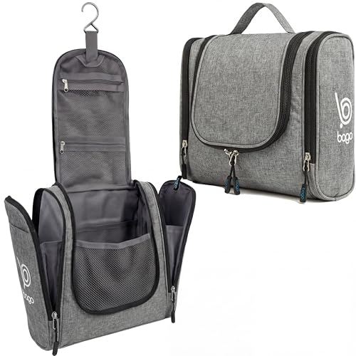 Bago Travel Toiletry Bag for Women and Men X-Large Waterproof Hanging Large Toiletry Bag for Bathroom and Travel Bag for Toiletries Organizer -Travel Makeup Bag (SnowGray) - color: SnowGray, size: X-Large