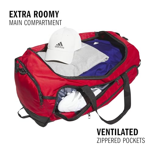 adidas Defender 5 Duffel Bag for Sports, Gym and Travel, Team Power Red 2/White, OSFA - color: Team Power Red 2/White, style: Large (100l)