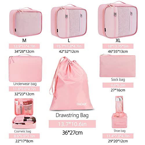 BAGAIL 8 Set Packing Cubes Luggage Packing Organizers for Travel Accessories-Blush Pink - color: Blush Pink, size: 8 Set