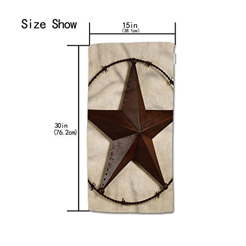HGOD DESIGNS Texas Star Towels, Rusty Iron Western Star Soft Bath & Kitchen Towels, Spa Hotel Hand Towels 15"X30" - color: Towel-38
