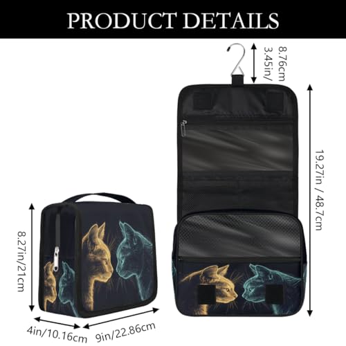 Travel Hanging Toiletry Bag for Women Girl Kinds Of Golden Emerald Blue Cat Cosmetic Bag Waterproof Makeup Organizer for Accessories, Shampoo, Full Sized Container, Toiletries for Bathroom Shower - color: E 10