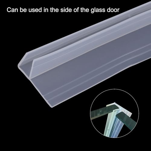 uxcell Shower Door Side Seal, WidenF-Type Shower Door Sweep for 3/8" Glass 130" Long Silicone Frameless Glass Door Seal Strip, Stop Shower Leaks, Clear - size: 3/8" Glass 130" Long