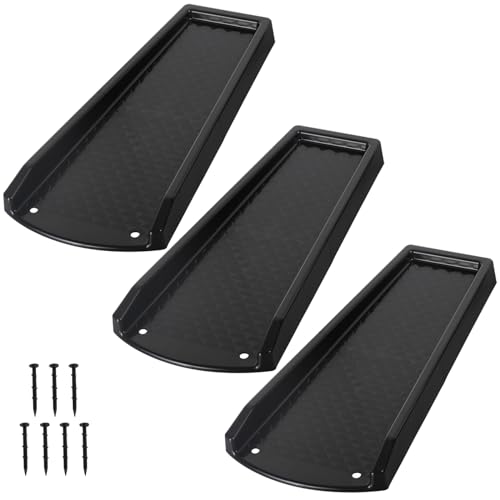 plusgutter Rain Gutter Downspout Splash Block, Gutter Downspout Extensions for Water Drainage, 24" Gutter Splash Guards Downspout Extender, Fixable Down spout Drain Trays with PE Nails(3 Pack, Black) - color: Black
