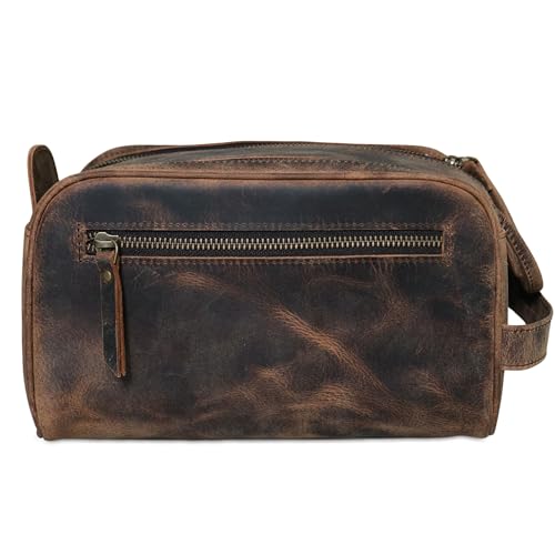 KomalC Travel Toiletry Bag – Premium Leather Dopp Kit for Men & Women with Water-Resistant Lining & Spacious Zippered Organizer - style: 1 Zip Classic