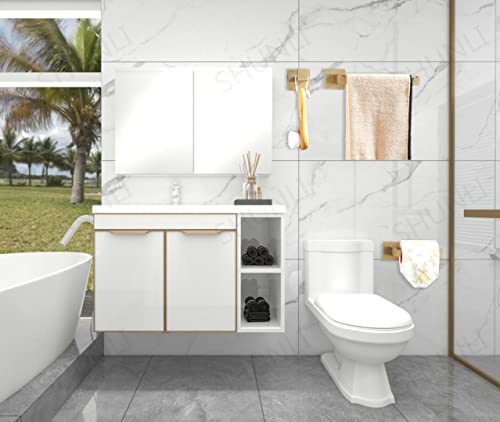 Bathroom Hardware Accessories Set Gold: Brushed Toilet Paper Holder Hand Towel Holder Towel Hook - Wall Mounted Stainless Steel 3 Pieces Towel Bar Set SHUNLI - color: 3-piece/Brushed Gold, size: 3-Piece A