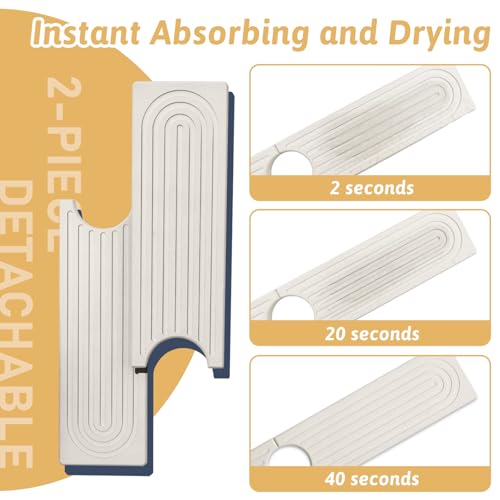 Stone Faucet Mat Handle Drip Catcher, Dish Drying Mat Soap Sponge Holder Tray for Kitchen Accessories, Bathroom Counter Sink Splash Guard, Home Organization Gadgets Organizer for Farmhouse, Ash Gray - size: 20" x 3.9"
