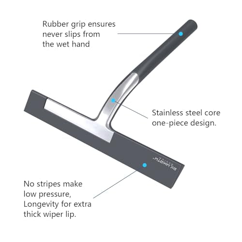 Shower Squeegee for Glass Doors, 9" Inch Width Silicone Rubber Blade Squeegee Window Cleaner Tool Squeegee for Shower Glass Doors Bathroom Mirror Car Window Tile - Gray - color: Gray, size: 9 Inches