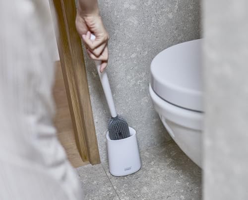 Joseph Joseph Flex 360 Lite, Advanced Smart Toilet Brush and Small Storage Holder Set with Anti-drip, Anti-Clog, Triple-Action Replaceable Brush Head - White - color: White
