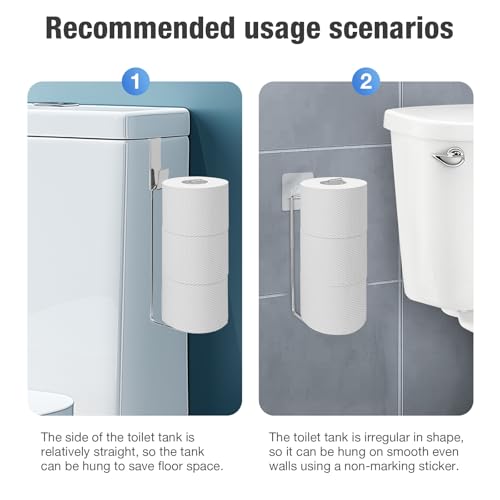 Conworld Toilet Paper Holder Brushed Nickel for 3 Roll Tissue, 1 Pack Bathroom Toilet Paper Storage Over The Tank, Stainless Steel Rustproof Bathroom Toilet Paper Roll Holder Wall Mount, Silver - color: Silver,hold 3 Rolls-1 Pcs
