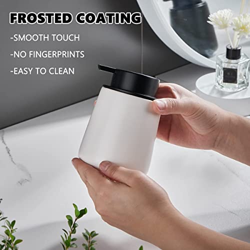 12Oz Hand Soap Dispenser Set - 2 Pack Ceramic Lotion Soap Dispenser Set with Easy-to-Press Black Pump, Refillable Mordern Liquid Dish Soap Dispensers for Bathroom & Kitchen (White, Liquid Pump) - color: White Liquid Dispenser