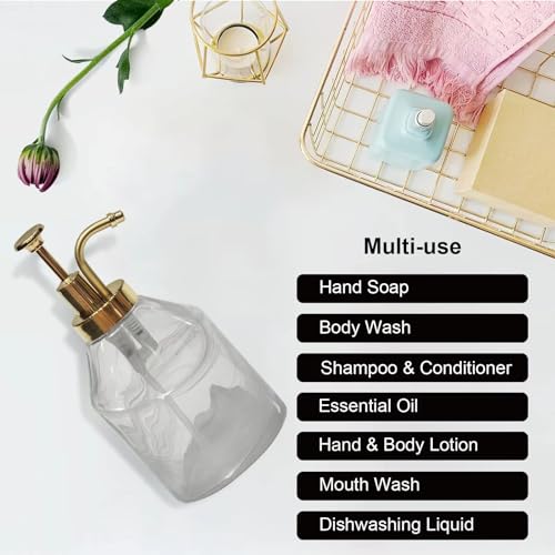Bathroom Glass Soap Dispenser Set, 2 Pack 375ml/12.7 Oz Unique 3D Cloud Pattern Thick Glass Soap Bottle with Gold Pump for Bathroom Counter, Kitchen Dish Soap Dispenser (White) - color: White-02