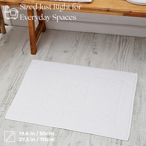 100% Turkish Cotton Bathroom Floor Towel, 2 Pack, Soft Bath Mat Towel, Quick-Drying, Machine Washable, Absorbent, Hotel & Spa Quality, 20x27.5 (2, White) - color: White, size: 2Pack