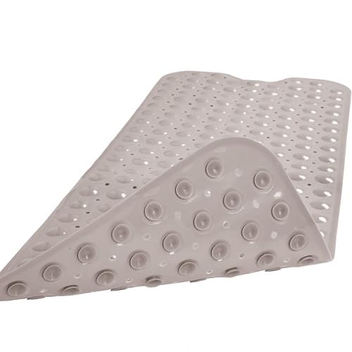 Bathtub and Shower Mats, Extra Long Non-Slip Bath Tub Mat 39 x 16 Inch, Machine Washable Bathmat with Suction Cups & Drain Holes for Bathroom Floor, Tan - color: Tan