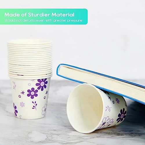 [600 Pack] 3oz Disposable Bathroom Cups, Paper Mouthwash Cups, Cold Disposable Drinking Cup for Party, Picnic, BBQ, Travel, and Event, Purple Floral - color: JP-3-ZB01-600-P