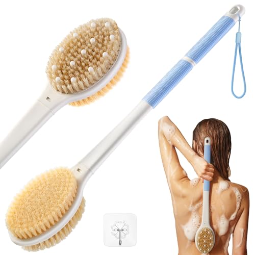 Shower Brush for Massage Dry Brushing: Back Scrubber for Shower with 18.1 in Anti Slip Long Handle - Bath Body Brush for Lymphatic Drainage, Exfoliator Improving Skin Health for Women Men Elderly Blue - size: Long Handle 18.1 in-Light Blue