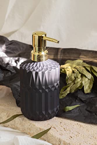 EMPO Matte Black Glass Soap Dispenser with ABS Plastic Pump, Lotion Dispensers for Kitchen, Bathroom (Black) - color: Matte Black