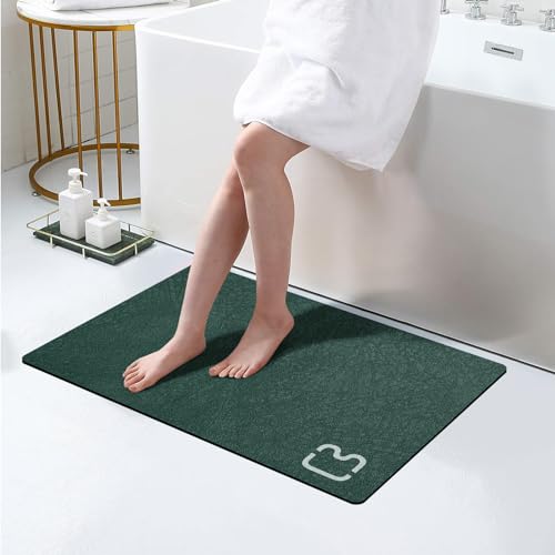 RUERYA Bath Mat Rugs - Bath Mats for Bathroom Non Slip Absorbent Quick Dry Rubber Backed Thin Bath Rug - Bathroom Floor Mat Bathmat Stain Resistant Easy Care, Machine Washable 17"x27.5", Dark Green - color: Dark Green, size: 1'5" x 2'4" (Rectangular)