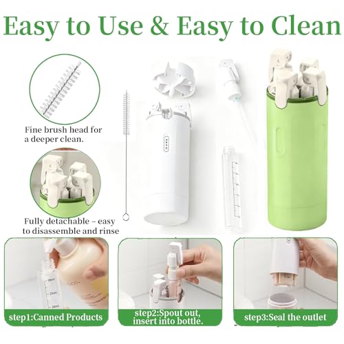 4 in 1 Travel Dispenser,4 Pack 30ML Travel Bottles for Toiletries,Refillable Leak Proof Portable Bottle Set for Shampoo,Shower Gel,Suitable for Travel,Gym,Vacation,Camping (Green+White) - color: Green+white