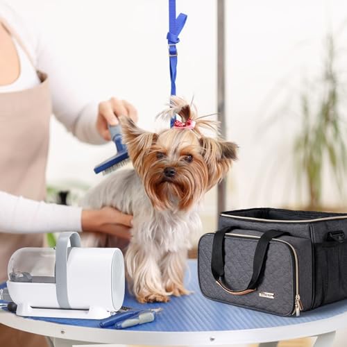 Dog Grooming Vacuum Bag, Pet Grooming Kit Bag Perfect for Dog Hair Vacuum & Grooming Tool Kit Accessories- Grey - color: Gray