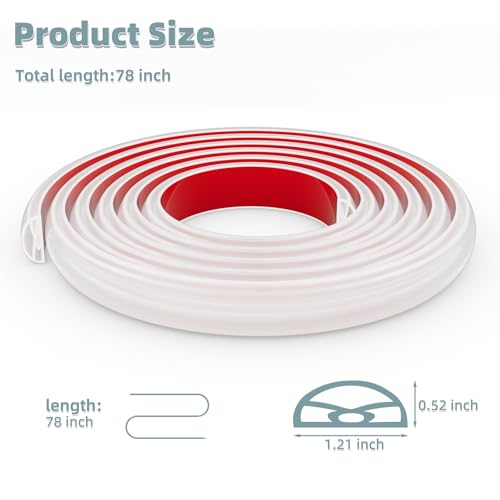 78Inch New Shower Threshold Water Dam Barrier,Collapsible Self-Adhesive Silicone Shower Water Guard for Bathroom Bathtub and Kitchen,Shower Water Blocker Suitable for Wheelchair Acces(Transparent) - color: Transparent, size: 78 Inch