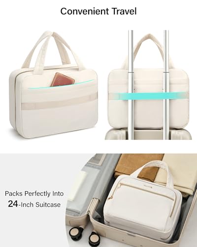 Hanke Hanging Travel Toiletry Bag for Women, Water-Resistant Makeup Organizer with Hook, Cosmetic Bag for Bathroom & Travel Essentials Accessories, Off White - color: Off White