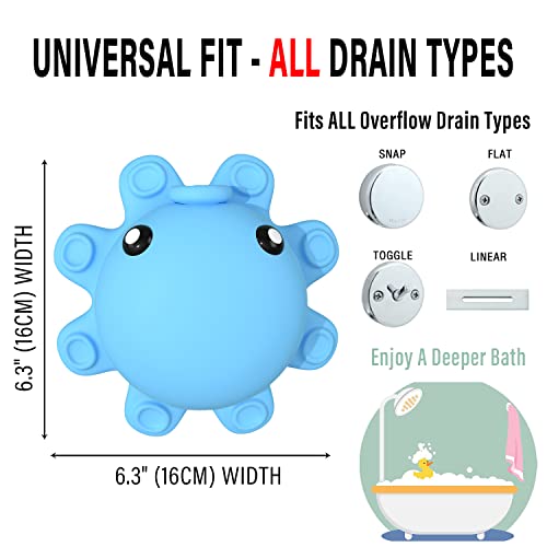 Bathtub Overflow Drain Cover Tub - Silicone Bathroom Overflow Drain Cover, Bath Tub Overflow Cover, Bathroom Spa Accessories, Adds Inches of Water for Deeper&Warmer Bath，Blue - color: Blue