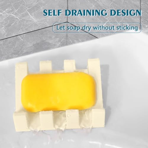 Self Draining Soap Dish Holder,Silicone Soap Dish,for Bathroom,Kitchen, Sponges，Can Extend Soap Life，Keep Soap Bars Dry and Easy Cleaning (Cream White,4-Pack) - color: Cream White,4-pack