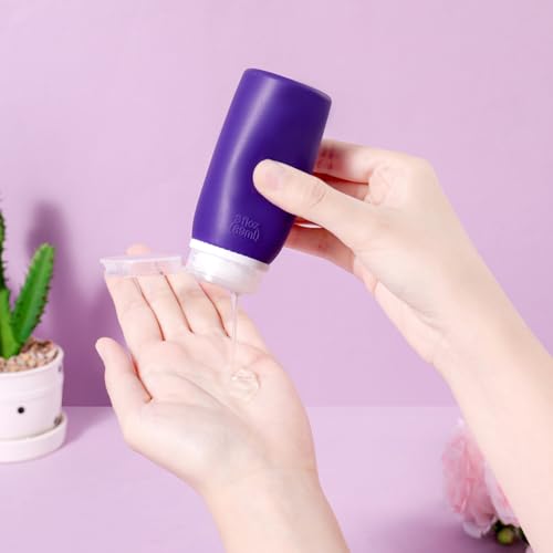 Muslish 21 Pack Travel Bottles for Toiletries, Leak-Proof TSA Compliant Silicone Travel Size Containers for Shampoo and Conditioner, BPA Free with Toiletry Bag (Purple) - color: Purple