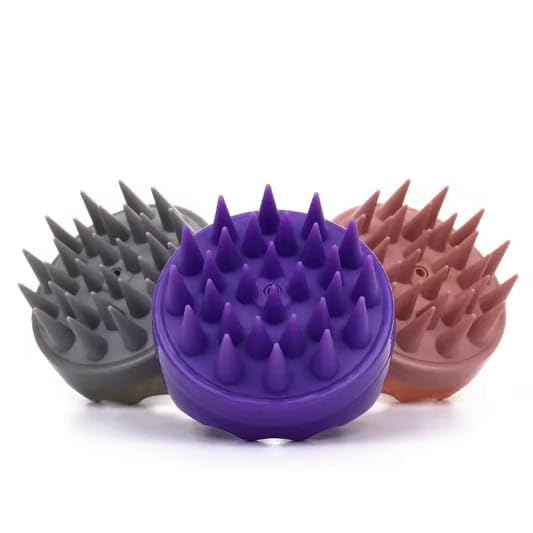 2-in-1 Scalp Massager with Shampoo Dispenser - Durable Head Scrubber for Deep Cleansing and Hair Growth, Non-Slip Exfoliating Brush for Dandruff Removal, Handheld Silicone Hair Brush - (Purple) - color: Purple