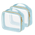 Travel Toiletry Bag,2 Pack Clear Makeup Bags with Handles,180°Opening Clear Cosmetic Bags for Traveling Women,Men,Travel Essentials,Blue - color: Blue, size: 2 Pack, Large