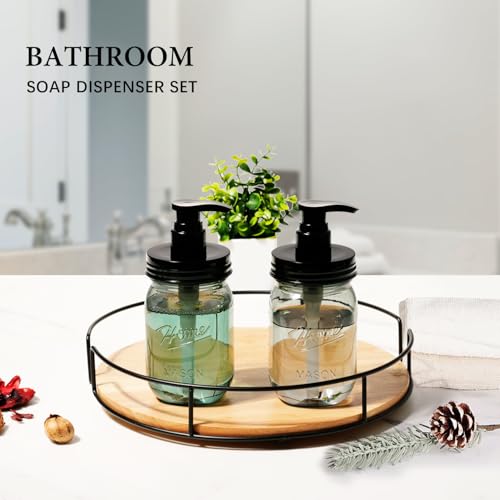 Amolliar Plastic Mason Jar Soap Dispenser with Pump Lid,16OZ Refillable Hand Soap Dispenser Set with Cute Lables, Farmhouse Decor for Kitchen Bathroom, Liquid Soap, Dish Soap (2 Pack, Black) - color: Black Jar + Black Pump